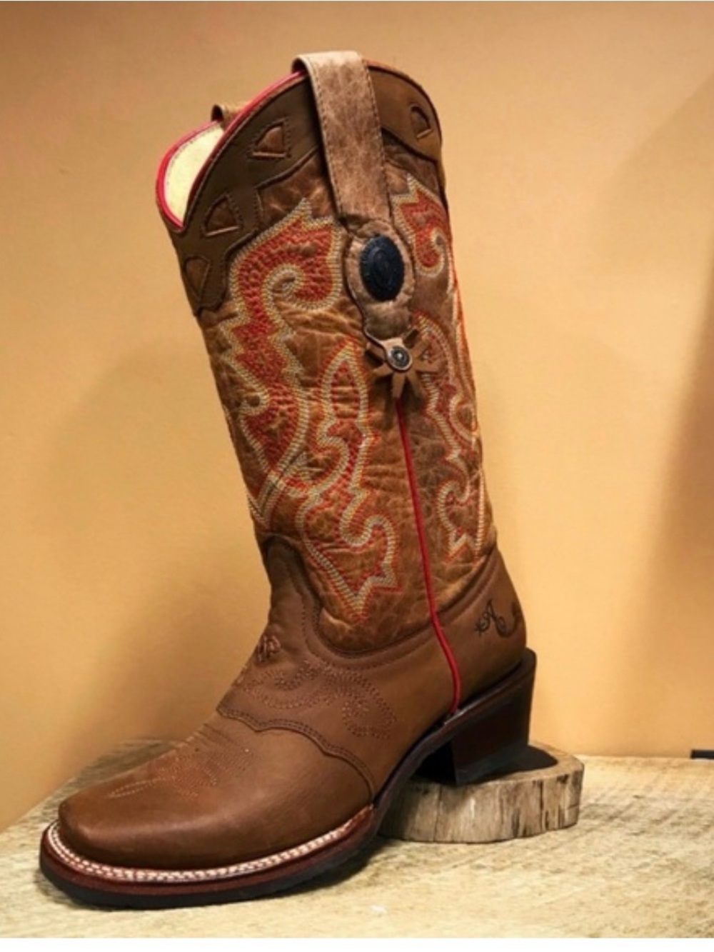 Brown Embroidered Western Ankle Boot - Women